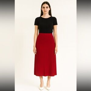 Adolfo Red Midi Skirt